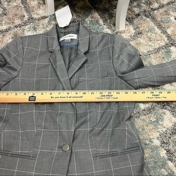 Calvin Klein womens grey white one button blazer size 2P - Picture 7 of 9